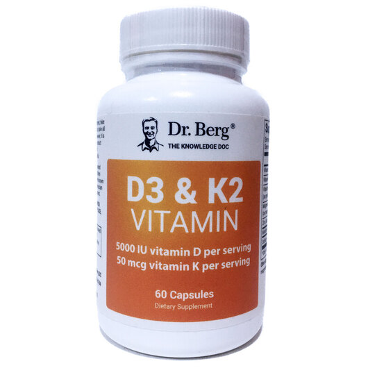 Основное фото товара Dr. Berg, Витамины D3 + K2, D3 & K2 Vitamin 5000 IU, 60 капсу