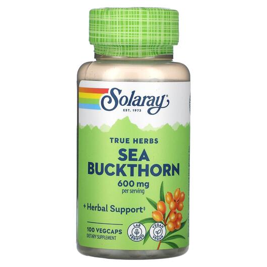 Основне фото товара Solaray, True Herbs Sea Buckthorn 600 mg, Обліпиха, 100 капсул