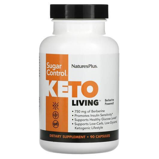 Основне фото товара Natures Plus, KetoLiving Sugar Control, Контроль цукру, 90 капсул