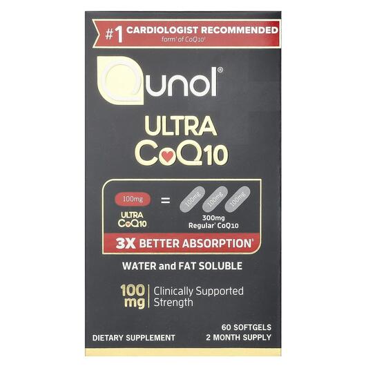 Основне фото товара Qunol, Ultra CoQ10 100 mg, Коензим CoQ10, 60 капсул