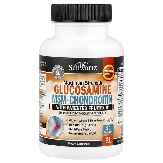 Основне фото товара Glucosamine MSM + Chondroitin with, Глюкозамін Хондроітин, 90 кап
