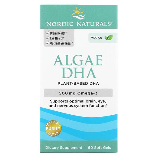 Основне фото товара Nordic Naturals, Algae DHA, ДГК, 60 капсул