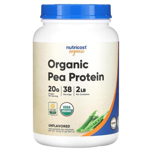 Основне фото товара Nutricost, Organic Pea Protein Unflavored, Протеїн, 907 г