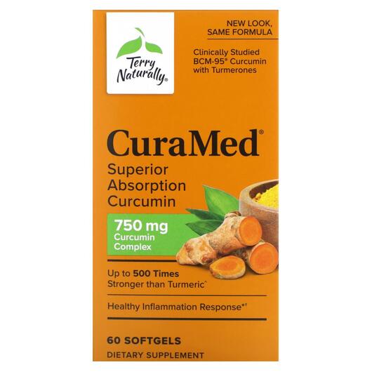 Основне фото товара Terry Naturally, CuraMed 750 mg, Куркумін, 60 капсул