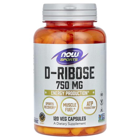 Основне фото товара NOW, Sports D-Ribose 750 mg, D-Рибоза 750 мг, 120 капсул