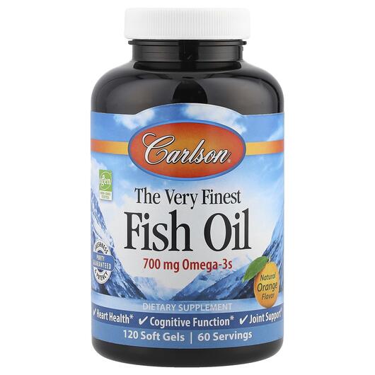 Основне фото товара The Very Finest Fish Oil Natural Orange Flavor, Омега 3, 120 капс