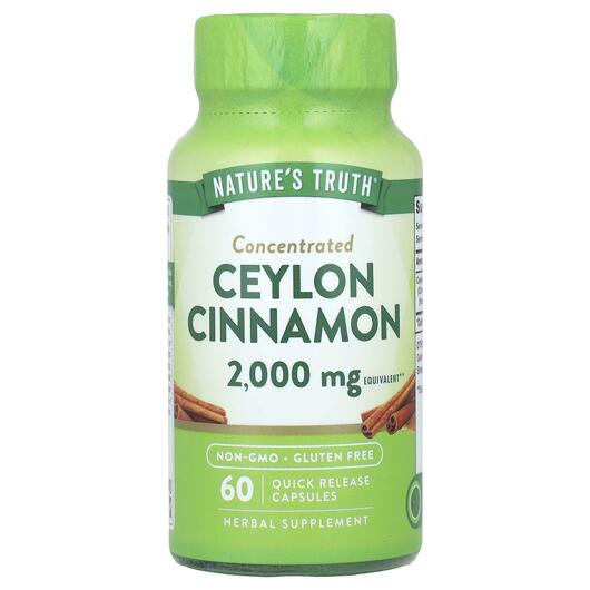 Основне фото товара Nature's Truth, Ceylon Cinnamon, Екстракт кориці, 60 капсул