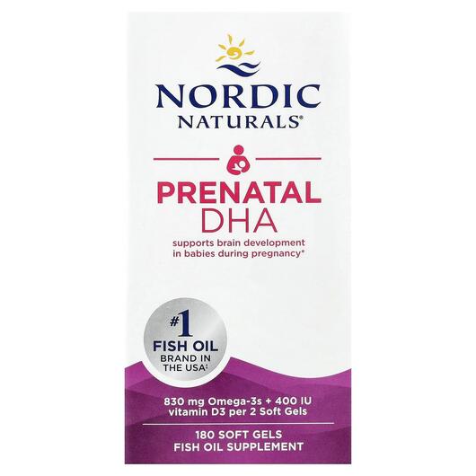 Основне фото товара Nordic Naturals, Prenatal DHA, Пренатальна ДГК 500 мг, 180 капсул