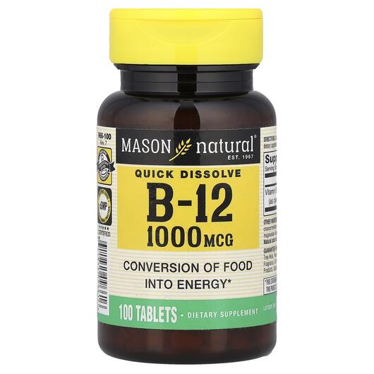 Основне фото товара Vitamin B-12 Quick Dissolve 1000, Вітамін B12 Кобаламін, 100 табл