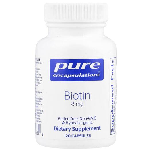 Основне фото товара Pure Encapsulations, Biotin 8 mg, Вітамін B7 Біотин, 120 капсул