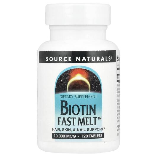 Основне фото товара Biotin Fast Melt 10000 mcg, Вітамін B7 Біотин, 120 таблеток