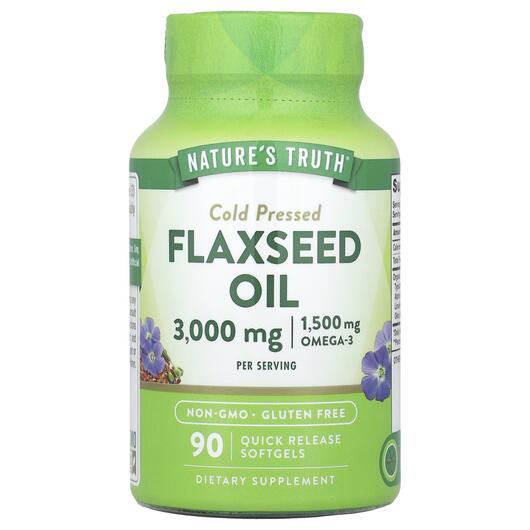 Основне фото товара Nature's Truth, Flaxseed Oil 3000 mg, Лляна олія, 90 капсул