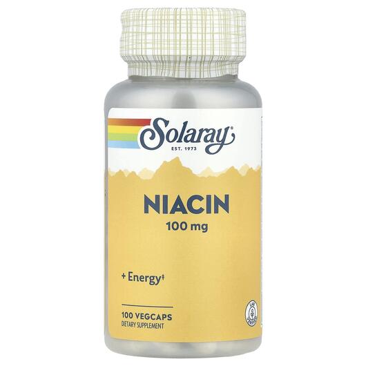 Основне фото товара Solaray, Niacin 100 mg, Ніацин 100 мг, 100 капсул