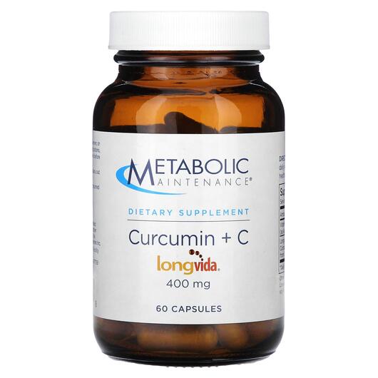 Основне фото товара Metabolic Maintenance, Curcumin + C 400 mg, Куркумін, 60 капсул