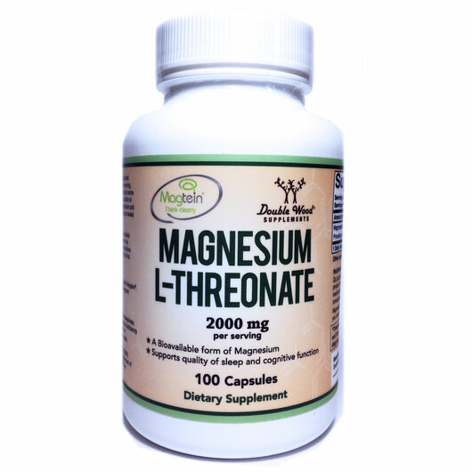 Основне фото товара Double Wood, Magnesium L-Threonate, Магній Треонат, 100 капсул