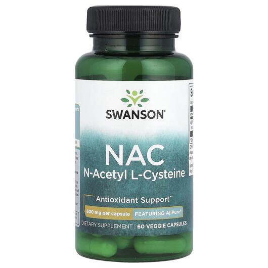 Основне фото товара Swanson, NAC N-Acetyl L-Cysteine, N-ацетилцистеїн, 60 капсул