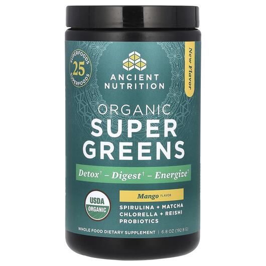 Основне фото товара Ancient Nutrition, Organic SuperGreens Mango, Суперфуд, 192.8 г