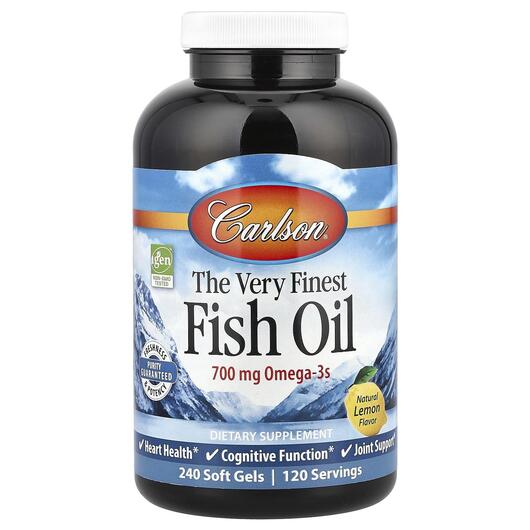 Основне фото товара The Very Finest Fish Oil Natural Lemon Flavor, Омега 3, 240 капсу