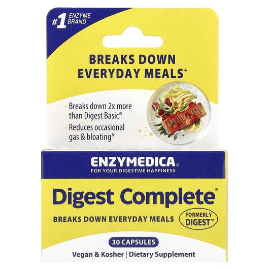 Основне фото товара Enzymedica, Digest Complete Enzyme, Травні ферменти, 30 капсул