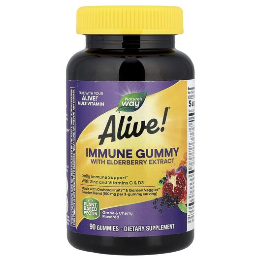 Основне фото товара Alive! Immune Gummies Grape/Cherry, Підтримка імунітету, 90 табле