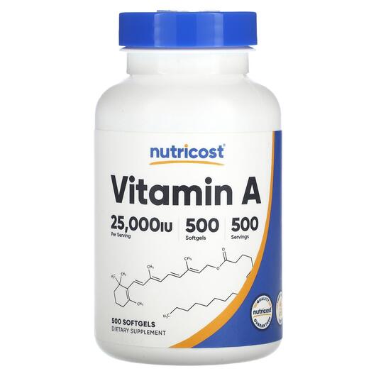Основне фото товара Nutricost, Vitamin A 25000 IU, Вітамін А Ретінол, 500 капсул