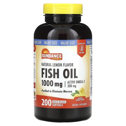Основне фото товара Fish Oil Natural Lemon 1000 mg, Омега 3, 200 капсул