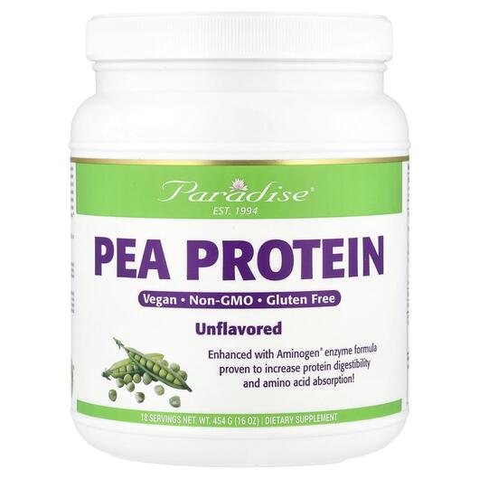 Основне фото товара Paradise Herbs, Pea Protein Unflavored, Гороховий Протеїн, 454 г