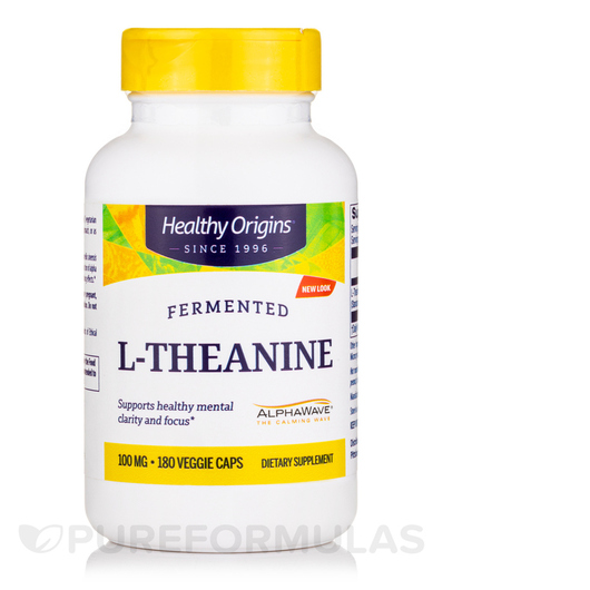 Основне фото товара L-Theanine 100 mg AlphaWave, L-Теанін, 180 капсул