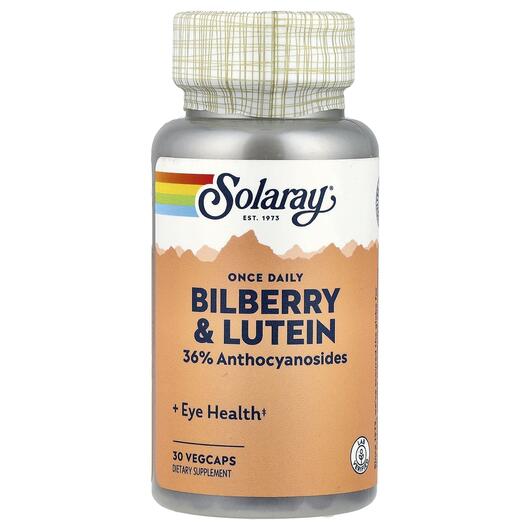 Основне фото товара Solaray, Once Daily Bilberry & Lutein, Чорниця, 30 капсул