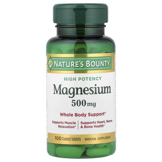 Основне фото товара Nature's Bounty, Magnesium 500 mg, Магній 500 мг, 100 таблет