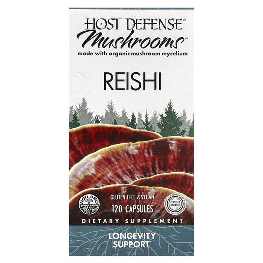 Основне фото товара Host Defense Mushrooms, Reishi, Гриби Рейші, 120 капсул