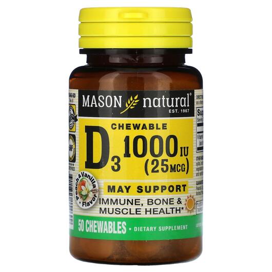 Основне фото товара Vitamin D3 Peach & Vanilla 25 mcg 1000 IU, Вітамін D, 50 табл