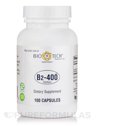 Основне фото товара B2-400 Riboflavin, Вітамін В2 Рибофлавін, 100 капсул
