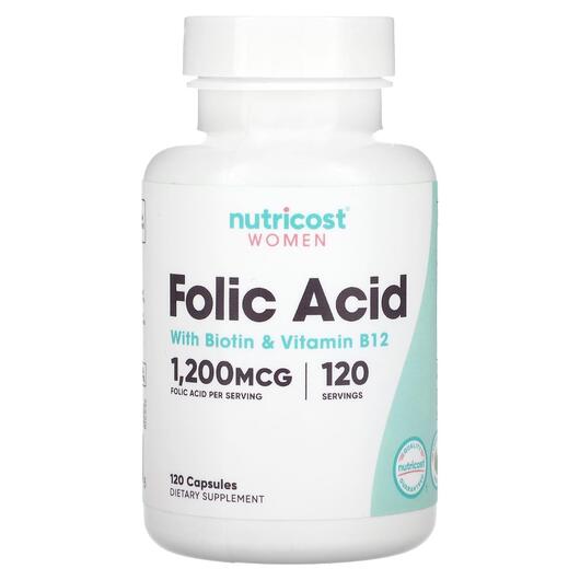 Основне фото товара Women Folic Acid with Biotin, Вітамін B9 Фолієва кислота, 120 кап