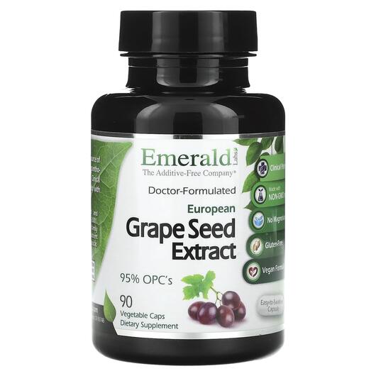 Основне фото товара European Grape Seed Extract, Екстракт виноградних кісточок, 90 ка