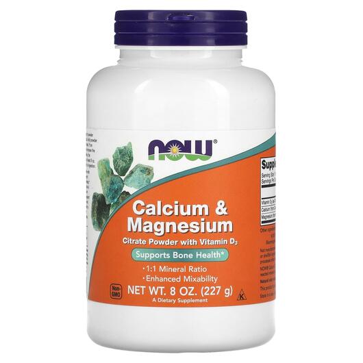 Основне фото товара NOW, Calcium Magnesium, Кальцій Магній цитрат з D3, 227 г