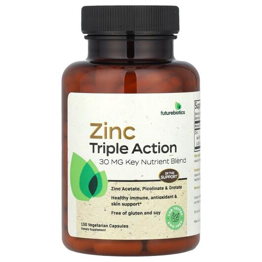 Основне фото товара Future Biotics, Zinc Triple Action, Цинк 30 мг, 150 капсул