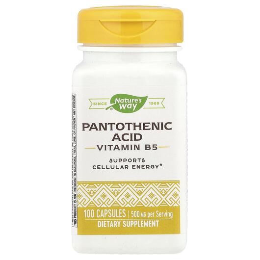 Основне фото товара Nature's Way, Pantothenic Acid, Пантотенова кислота, 100 кап