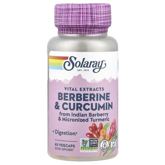 Основне фото товара Solaray, Berberine & Curcumin Root Extracts, Берберин, 60 кап