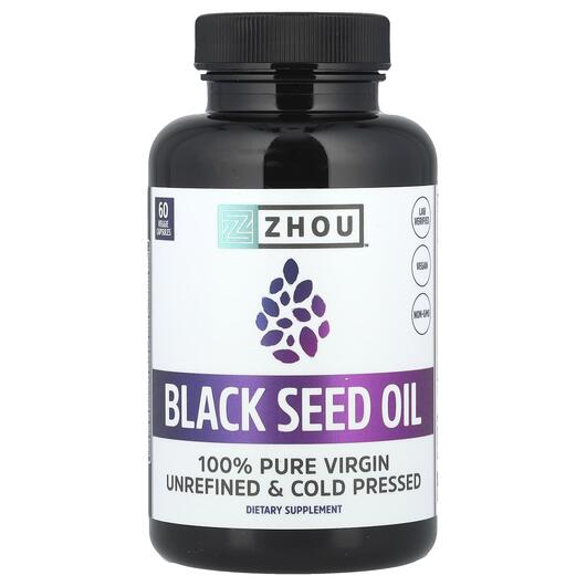 Основне фото товара Black Seed Oil 60 Vegetarian, Олія Чорного Кмину, 60 капсул