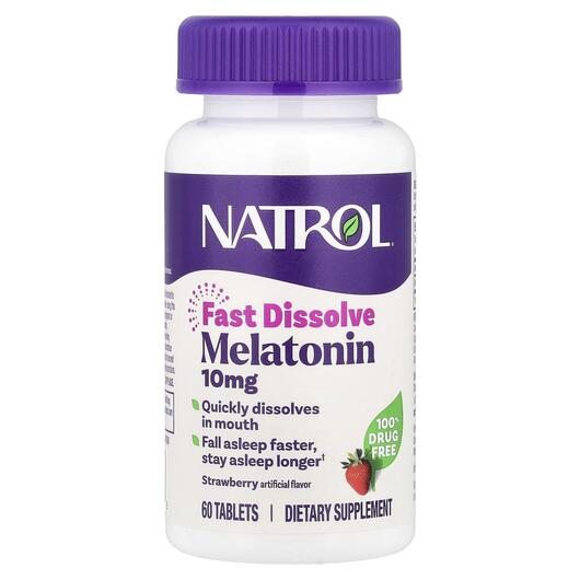Основне фото товара Melatonin Fast Dissolve Maximum Strength Strawberry, Мелатонін, 6
