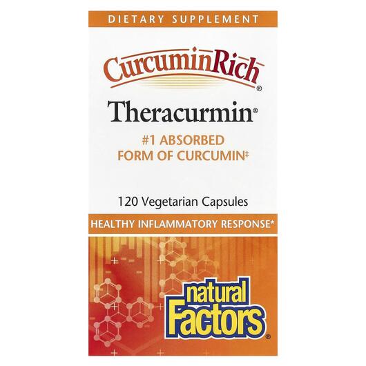 Основне фото товара Natural Factors, CurcuminRich Theracurmin, Куркумін, 120 капсул