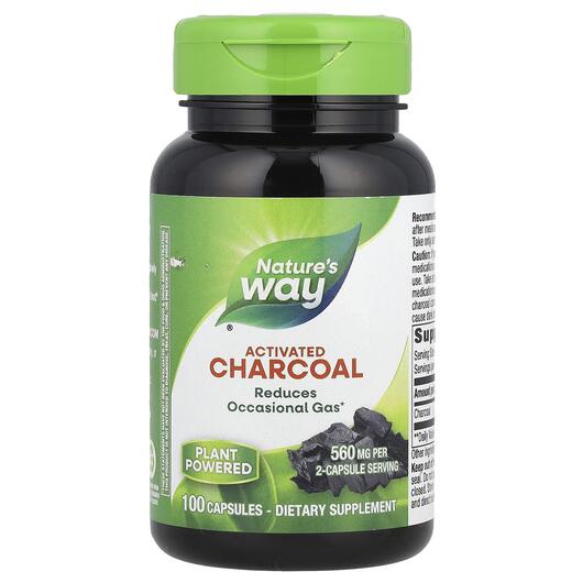 Основне фото товара Charcoal Activated, Активоване вугілля 560 мг, 100 капсул