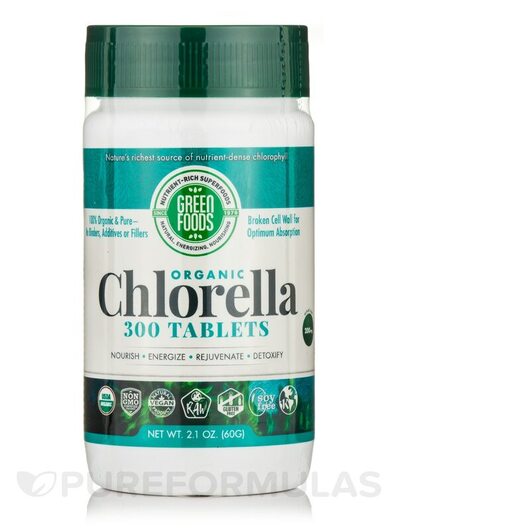 Основне фото товара Green Foods, Organic Chlorella 200 mg, Хлорела, 60 г
