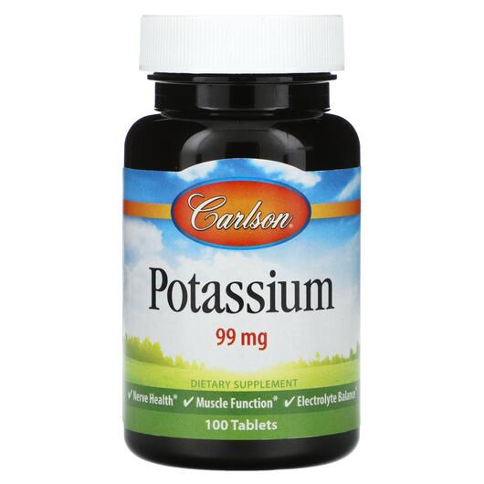 Основне фото товара Carlson, Potassium 99 mg, Калій, 100 таблеток