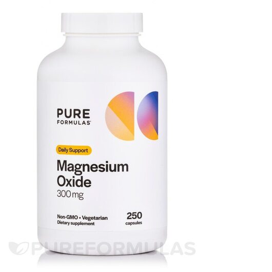 Основне фото товара PureFormulas, Magnesium Oxide 500 mg, Магній, 250 капсул