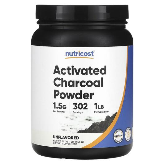 Основне фото товара Activated Charcoal Powder Unflavored, Активоване вугілля, 454 г