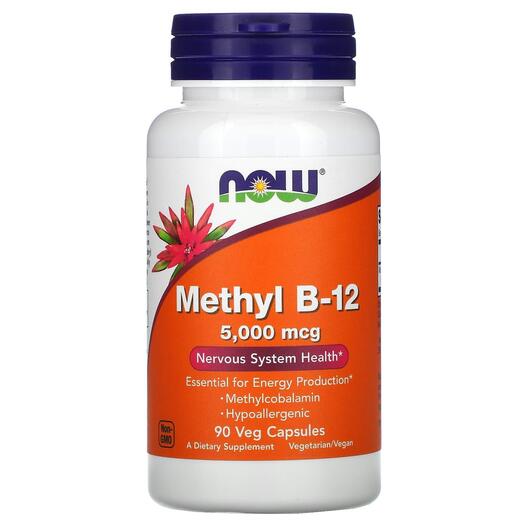 Основне фото товара NOW, Methyl B-12 5000 mcg, Метил B-12 5000 мкг, 90 капсул