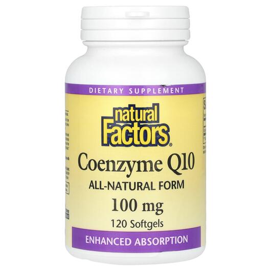 Основне фото товара Natural Factors, Coenzyme Q10 100 mg 120, Убіхінон, 120 капсул