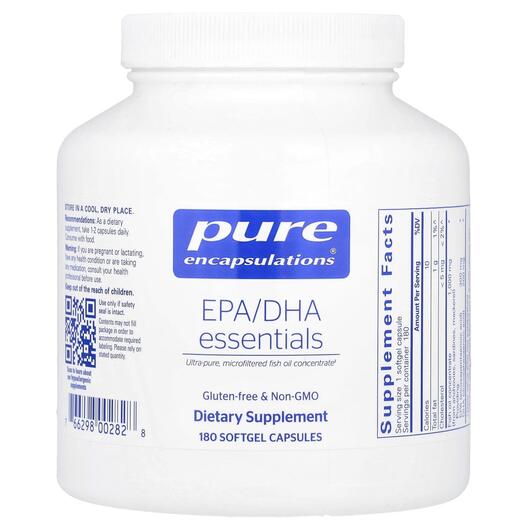 Основне фото товара Pure Encapsulations, EPA/DHA Essentials, ЕПК і ДГК, 180 капсул